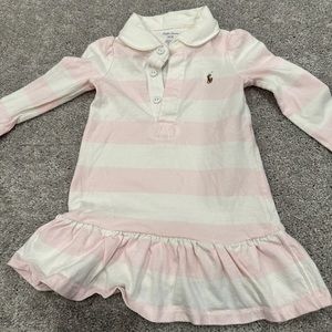 Polo light pink striped dress 12 months